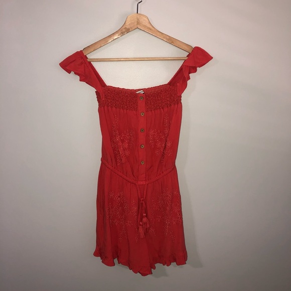 2/$35 — AMERICAN EAGLE Embroidered Romper with Ruffle Hem - Picture 2 of 4